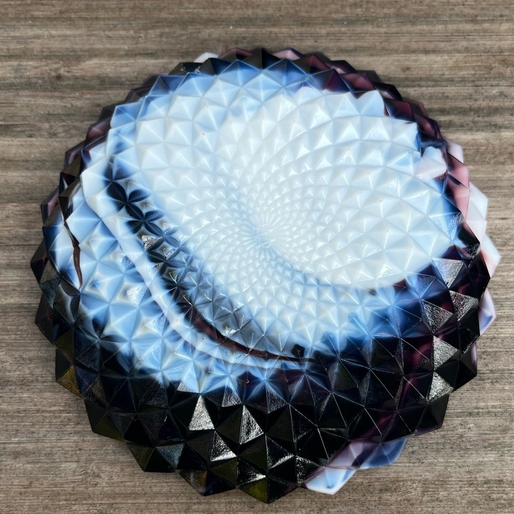 Vintage Westmoreland Diamond-Point Amethyst Slag Glass Candy Dish - Picture 7 of 10